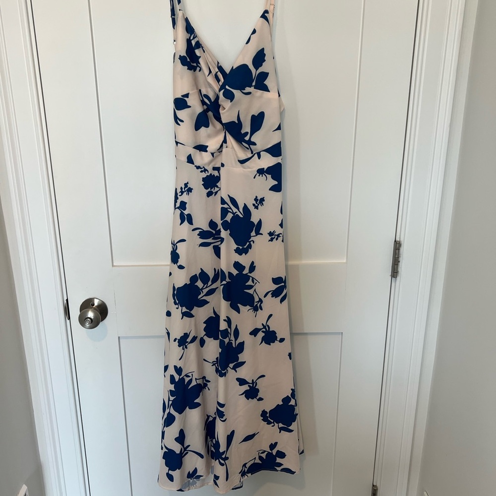 Floral Blue and Cream Maxi Dress
